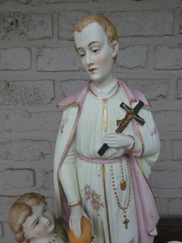 Antique German bisque porcelain SAint gerardus MAjella Statue figurine marked