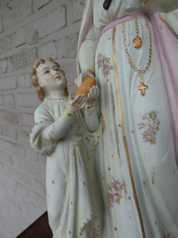 Antique German bisque porcelain SAint gerardus MAjella Statue figurine marked