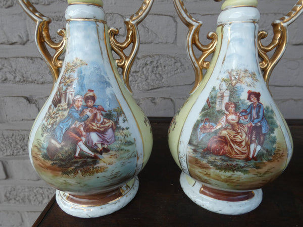 PAIR antique victoria carlsbad porcelain Vases