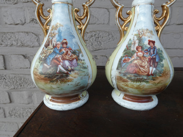 PAIR antique victoria carlsbad porcelain Vases