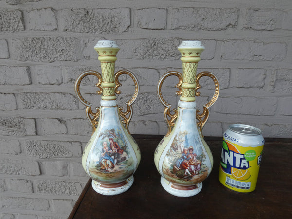 PAIR antique victoria carlsbad porcelain Vases