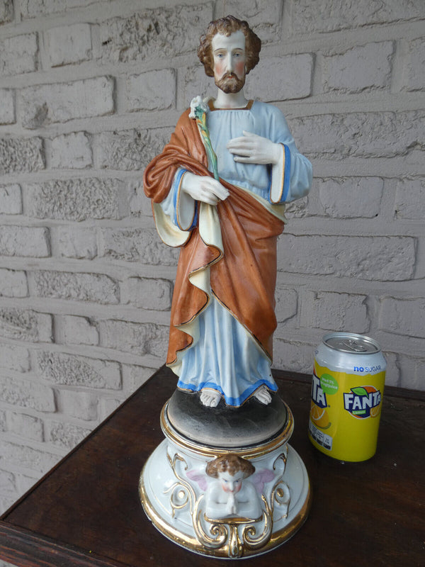 Antique French vieux paris porcelain saint joseph figurine statue