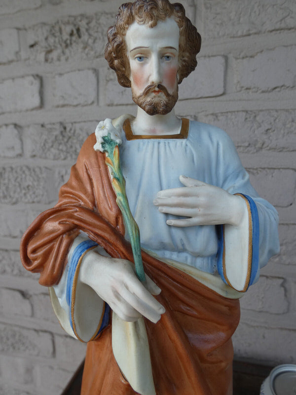 Antique French vieux paris porcelain saint joseph figurine statue