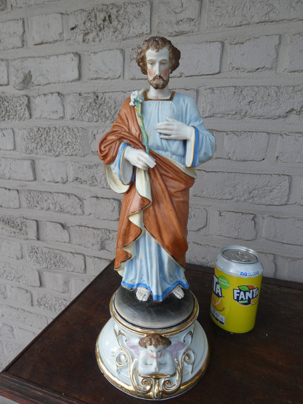 Antique French vieux paris porcelain saint joseph figurine statue