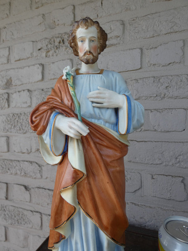 Antique French vieux paris porcelain saint joseph figurine statue