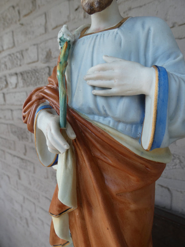 Antique French vieux paris porcelain saint joseph figurine statue