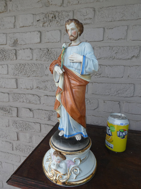 Antique French vieux paris porcelain saint joseph figurine statue