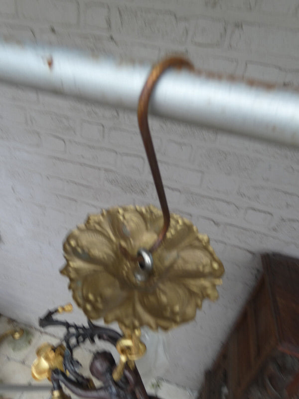 Stunning French Bronze brass  putti cherub angel chandelier lamp