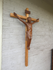 XL 39" vintage french church wood carved crucifix Cross religious