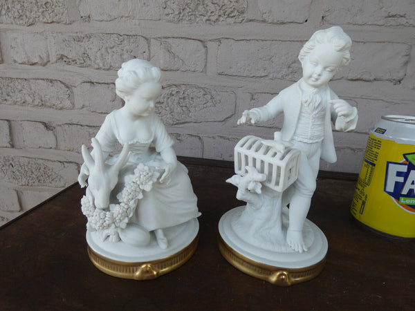 PAIR german UNTERWEISSBACH marked bisque porcelain boy girl figurine