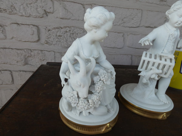 PAIR german UNTERWEISSBACH marked bisque porcelain boy girl figurine