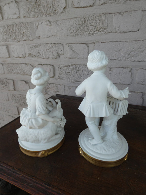 PAIR german UNTERWEISSBACH marked bisque porcelain boy girl figurine