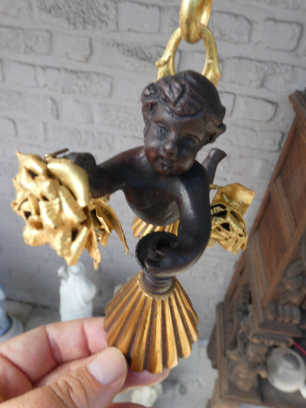 Vintage bronze putti cherub Chandelier lamp rare