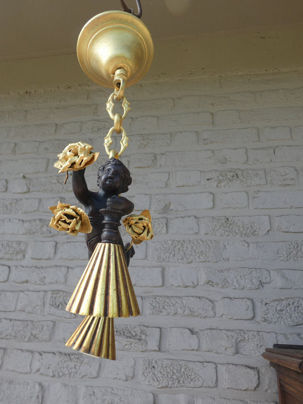 Vintage bronze putti cherub Chandelier lamp rare