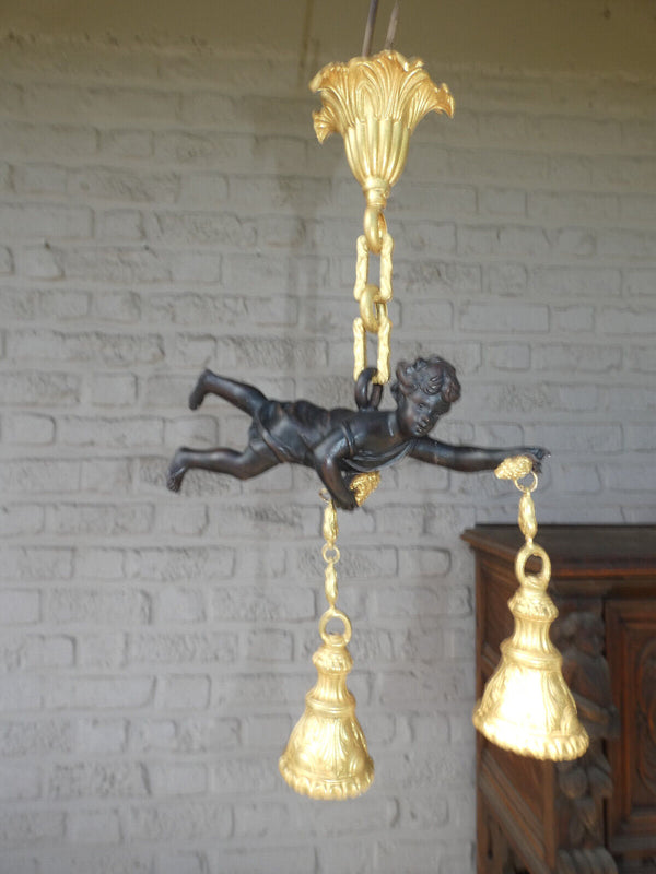 Vintage bronze putti cherub Chandelier lamp rare