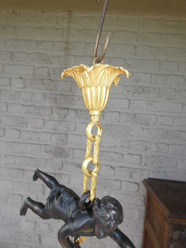 Vintage bronze putti cherub Chandelier lamp rare