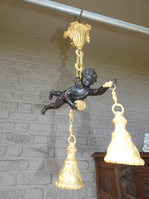 Vintage bronze putti cherub Chandelier lamp rare