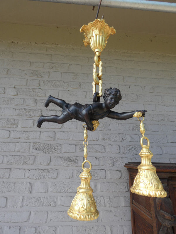 Vintage bronze putti cherub Chandelier lamp rare