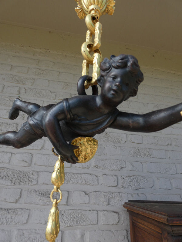 Vintage bronze putti cherub Chandelier lamp rare