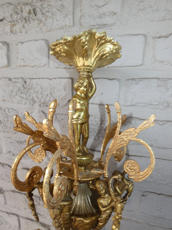 Vintage bronze putti cherub Chandelier lamp rare