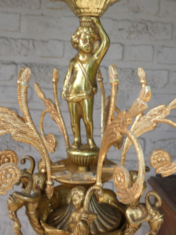 Vintage bronze putti cherub Chandelier lamp rare