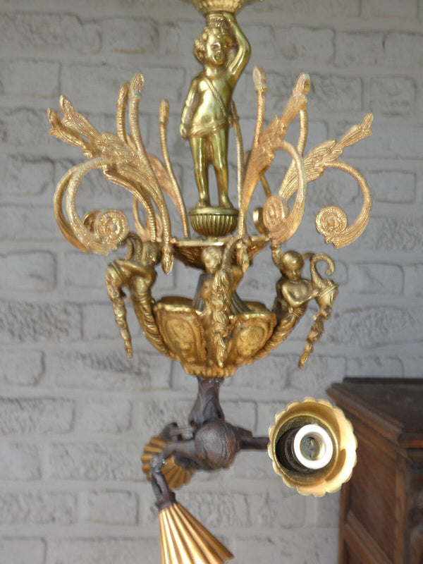 Vintage bronze putti cherub Chandelier lamp rare