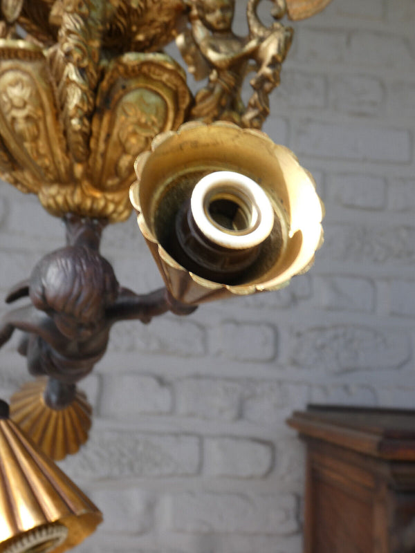 Vintage bronze putti cherub Chandelier lamp rare