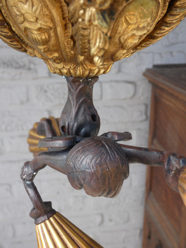 Vintage bronze putti cherub Chandelier lamp rare