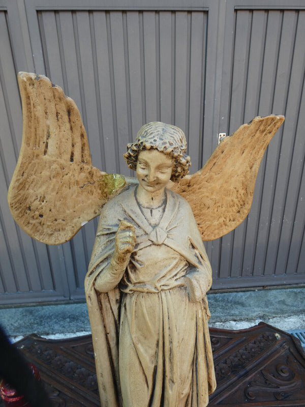 Antique L French neo gothic ceramic Archangel statue figurine rare religious