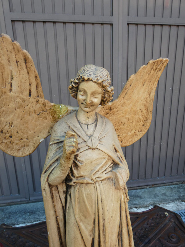 Antique L French neo gothic ceramic Archangel statue figurine rare religious