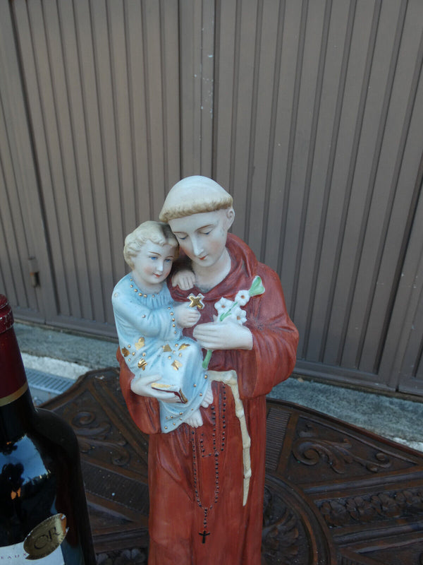 Antique bisque porcelain saint anthony child statue figurine religious