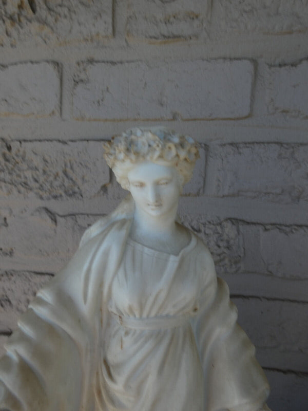 Antique 19thc LArge bisque porcelain madonna statue angels rare