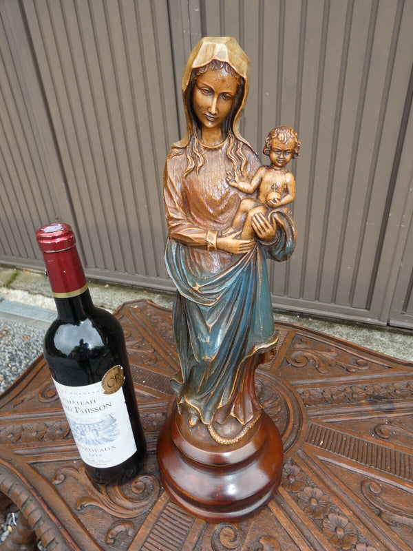 Vintage Madonna Statue wood base