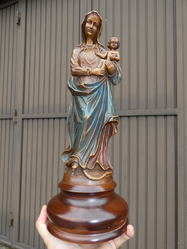 Vintage Madonna Statue wood base