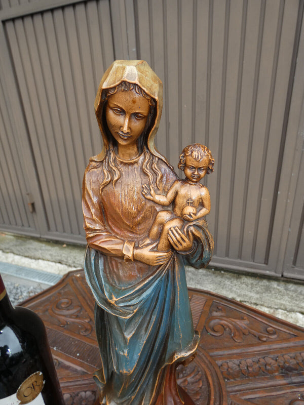 Vintage Madonna Statue wood base