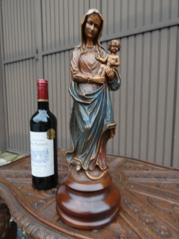 Vintage Madonna Statue wood base