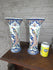 PAIR Belgian BOCH pottery polychrome birds floral vases marked