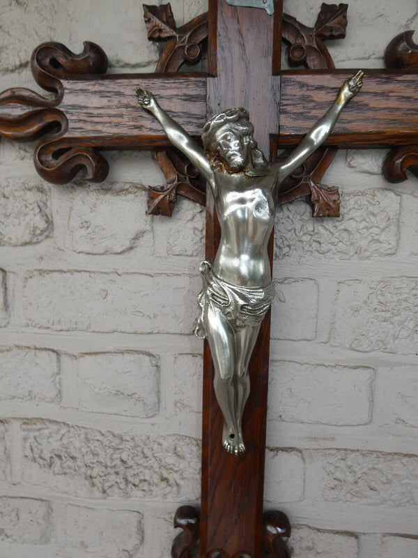 Antique french wood carved crucifix 29,5