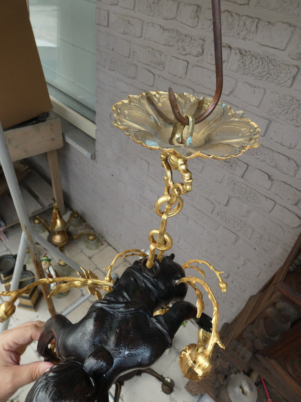 Vintage bronze nymph figurine Chandelier pendant lamp rare