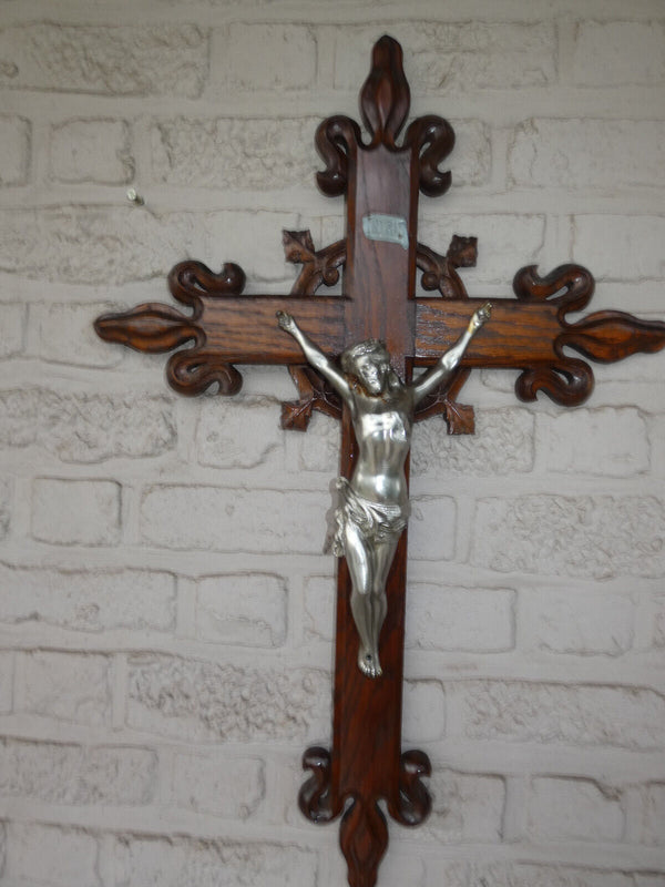 Antique french wood carved crucifix 29,5