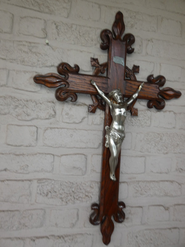 Antique french wood carved crucifix 29,5