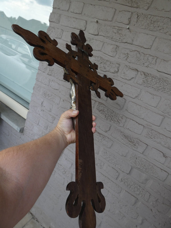 Antique french wood carved crucifix 29,5