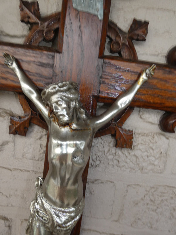 Antique french wood carved crucifix 29,5