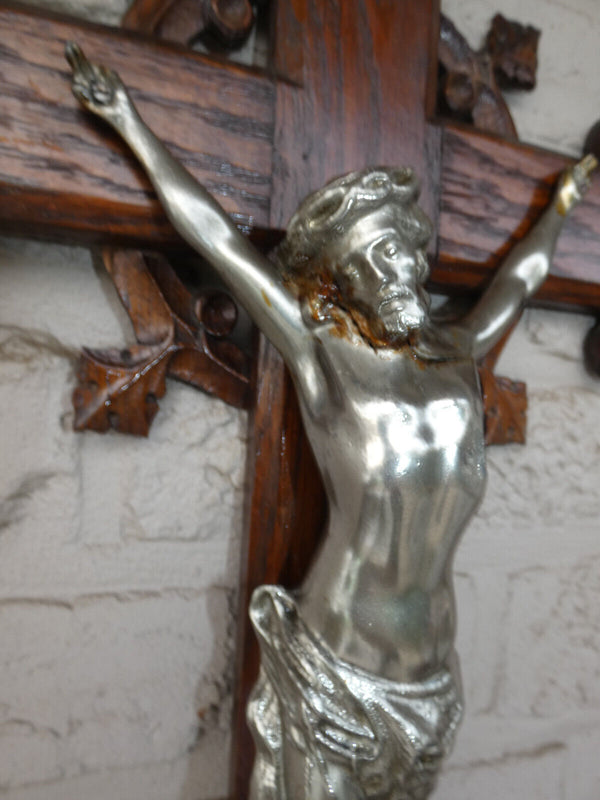 Antique french wood carved crucifix 29,5