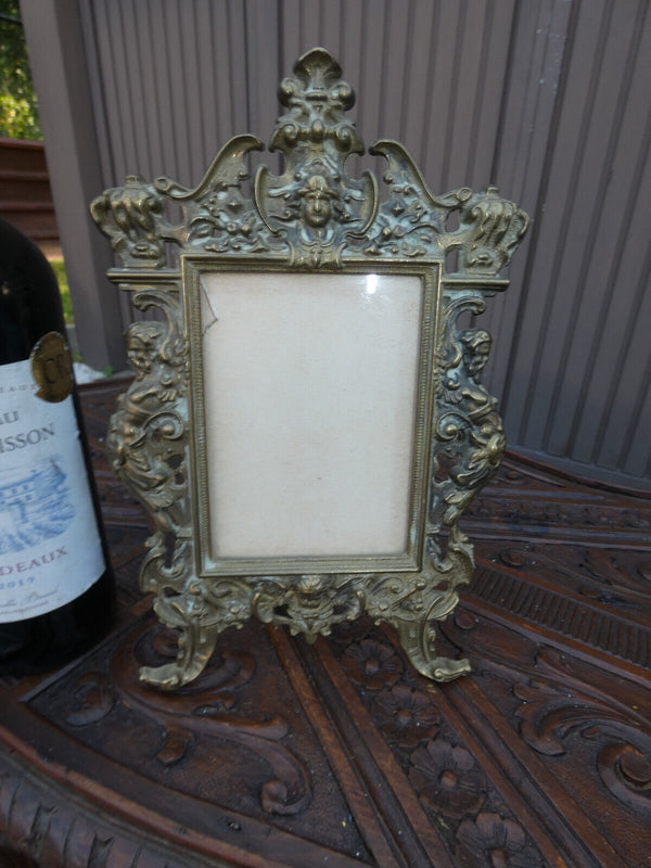 Antique bronze caryatid angel head Picture photo frame