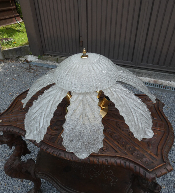 Vintage murano Glass leaf Chandelier Lamp 1970