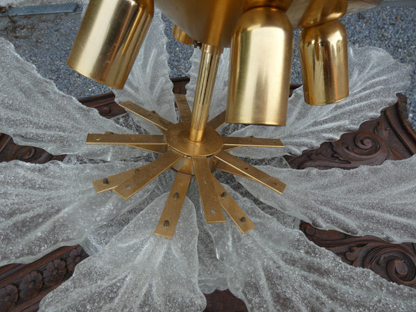 Vintage murano Glass leaf Chandelier Lamp 1970