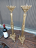 PAIR antique Brass Church candle holders tripod angels neo gothic