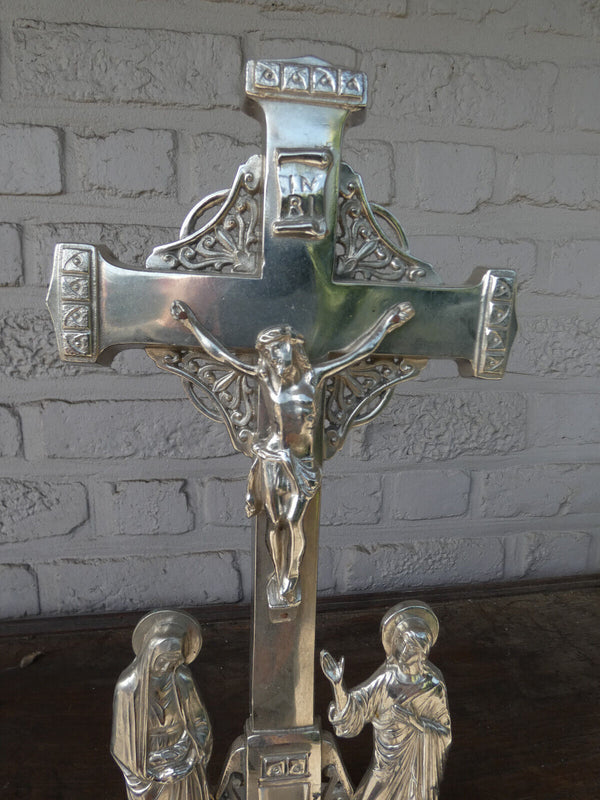 Belgian art deco zinc metal calvary crucifix