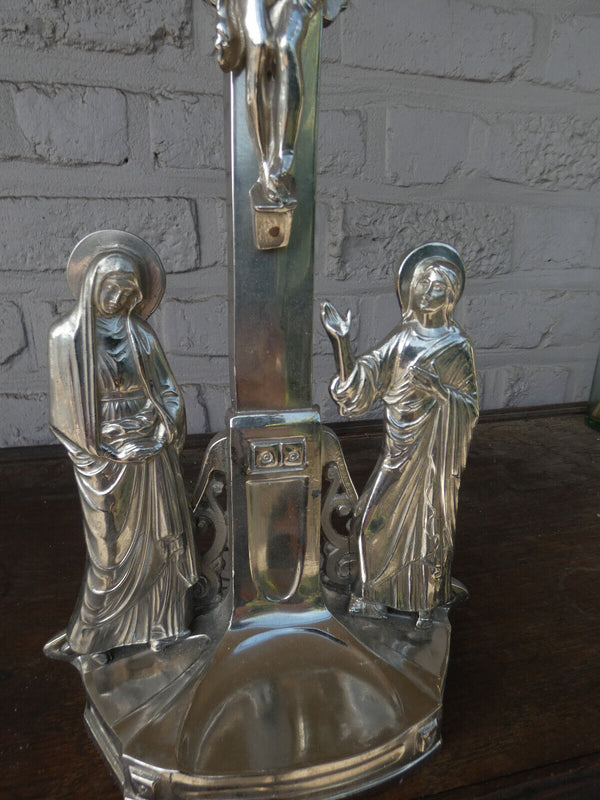 Belgian art deco zinc metal calvary crucifix